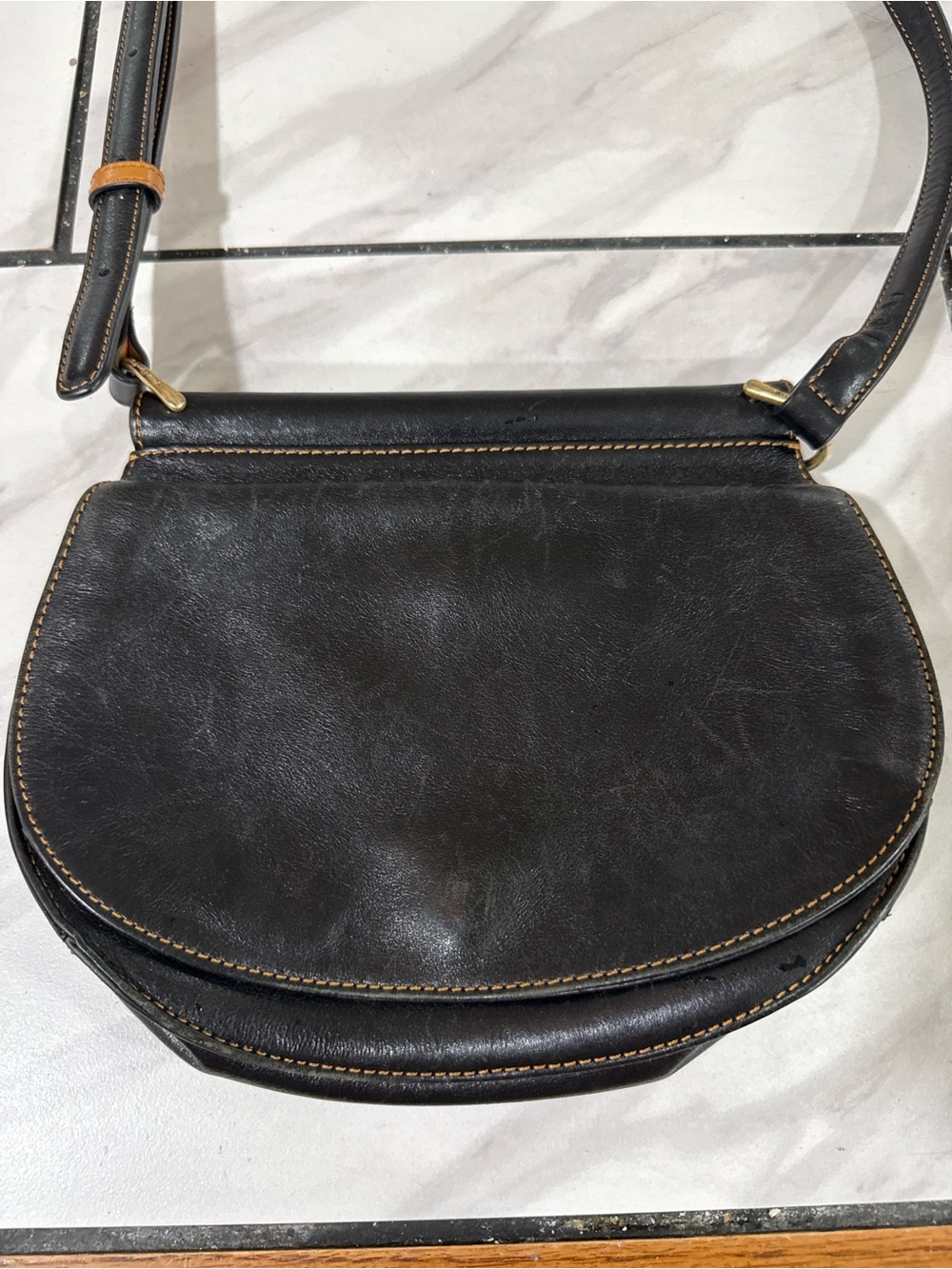 Vera Bradley Black Leather Saddle Crossbody Bag